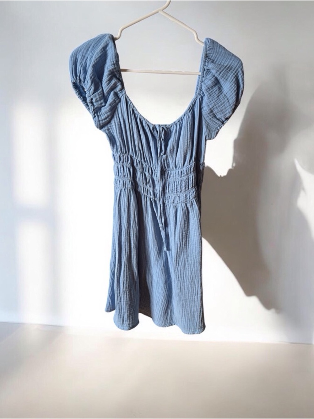 Light Blue Smocked Short Dress
